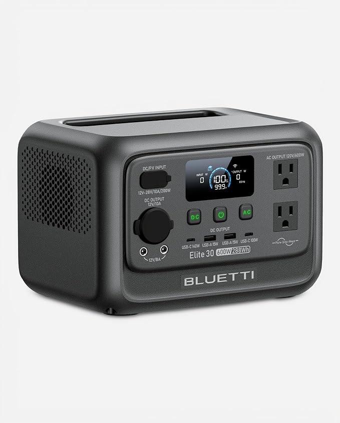 BLUETTI Elite 30 V2 Portable Power Station 288Wh 600W LFP Solar Generator