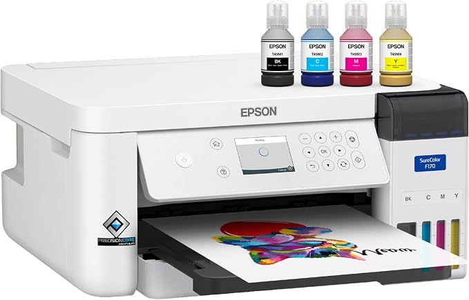 Epson SureColor F170 Dye-Sublimation Printer – Compact 8.5" x 11" Format – Includes Genuine Epson Ink, User Guide & Power Cable – Original OEM Product with Full Manufacturer Support