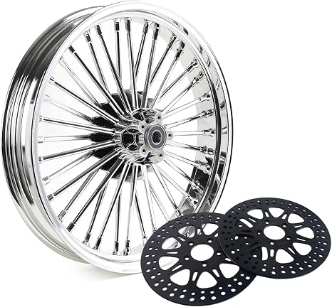 TOFR 21inch Fat Spoke Front Wheel W/Black Rotor For Harley Touring 09-25