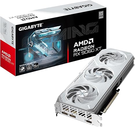 GIGABYTE Radeon™ RX 9060 XT Gaming OC ICE 16G Graphics Card (16GB GDDR6, 128-bit, PCIe 5.0, HDMI/DP 2.1, 2 Slot, Hawk Fan, Server-Grade Thermal Gel, Reinforced Structure)