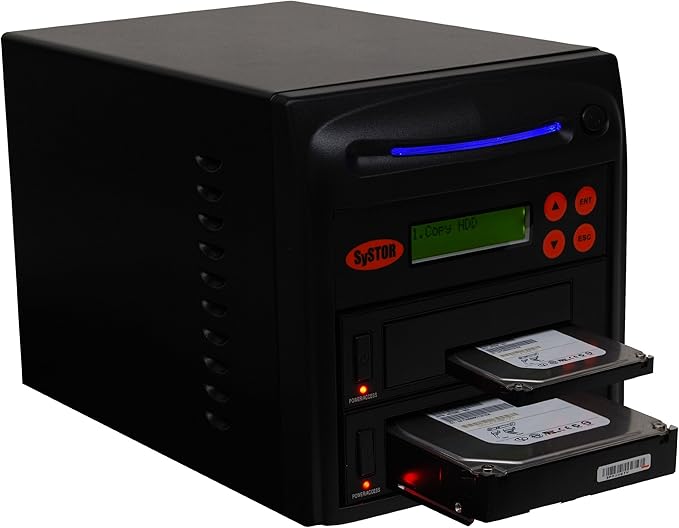 Systor 1:1 HDD/SSD Hard Drive Duplicator - up to 5.4GB/Min - SYS101HS-DP | Supports 2.5" Solid State Drives & 3.5" SATA Hard Drives, Standalone Duplicator, Eraser & Sanitizer, 90MB/Sec Drive Copy