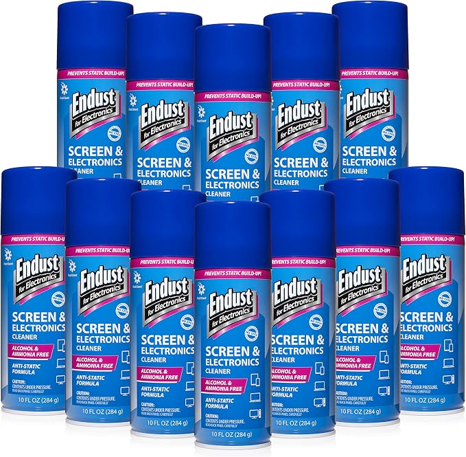 Endust for Electronics; Foaming Anti-Static Screen & Electronics Multi-Surface Cleaning Spray; Streak & Residue Free; 12-Pack of 10z Aerosol Cans (096010P12)