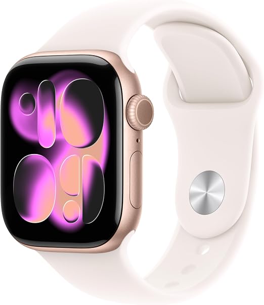 Apple Watch Series 11 [GPS 42mm] Smartwatch with Rose Gold Aluminum Case with Light Blush Sport Band - S/M. Sleep Score, Fitness Tracker, Health Monitoring, Always-On Display, Water Resistant