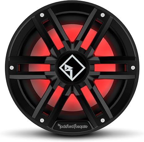 Rockford Fosgate M2D2-10SB Color Optix 10" Marine Subwoofer - Black | Optimized for Small Sealed Enclosures, 2-Ohm DVC, Sport and Stainless Grilles, Ultra Bright Multicolor LED Lighting