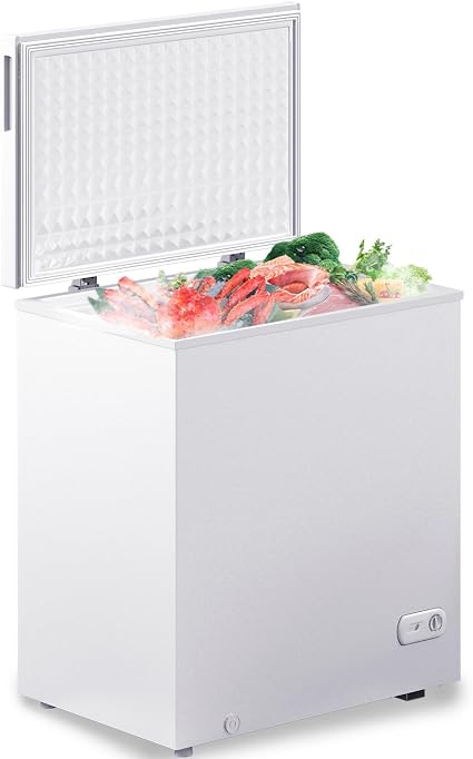 7.0 Cubic Feet Chest Freezer, White Deep Freezer with Removable Baskets, Adjustable Temperature