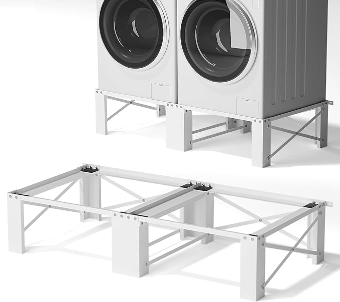 LUCKUP 2 Pack 29" Laundry Pedestal Heavy Duty Washer and Dryer Pedestal Stand Raiser Anti-Vibration, Anti-Slip, Ergonomic Height with Extra Storage Compatible with Most Washers and Dryers, White