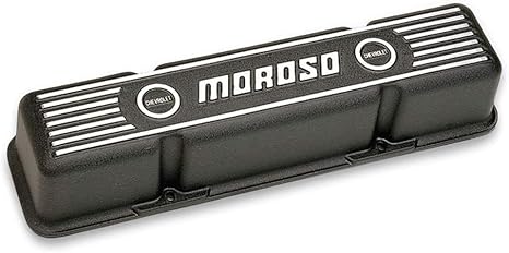 Moroso 68411 Cast Aluminum Valve Covers, Fits Small Block Chevy Perimeter Bolt Head, Black