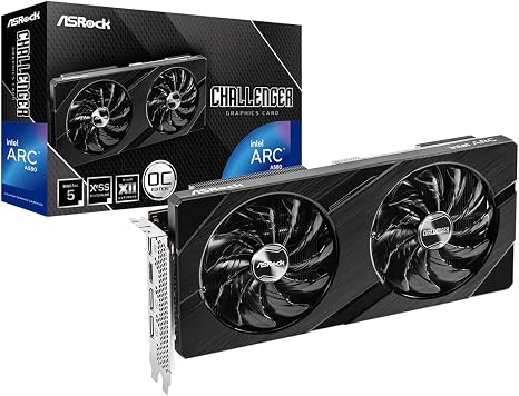 ASRock Intel Arc A580 Challenger 8GB OC Graphics Card, Intel Xe HPG Architecture, 8GB GDDR6, PCIe 4.0, Dual Fans, 0dB Silent Cooling, DisplayPort 2.0