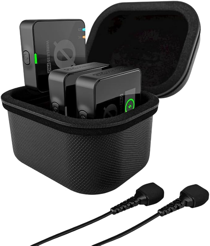 RØDE Wireless PRO Compact Wireless Microphone System with Timecode, 32-bit Float On-board Recording, 2 Lavalier Microphones and Smart Charge Case for Filmmaking and Content Creation | 32-bit Float On-board Recording, 2 Lavalier Microphones and Smart Charg