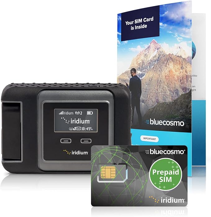Iridium GO! Satellite Phone Wi-Fi Hotspot for Voice, Messaging & Data with Prepaid BlueCosmo SIM