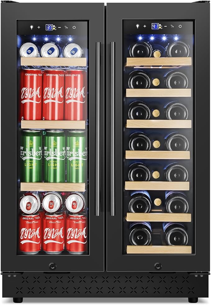 24" Dual Zone Wine and Beverage Refrigerator Quiet Black