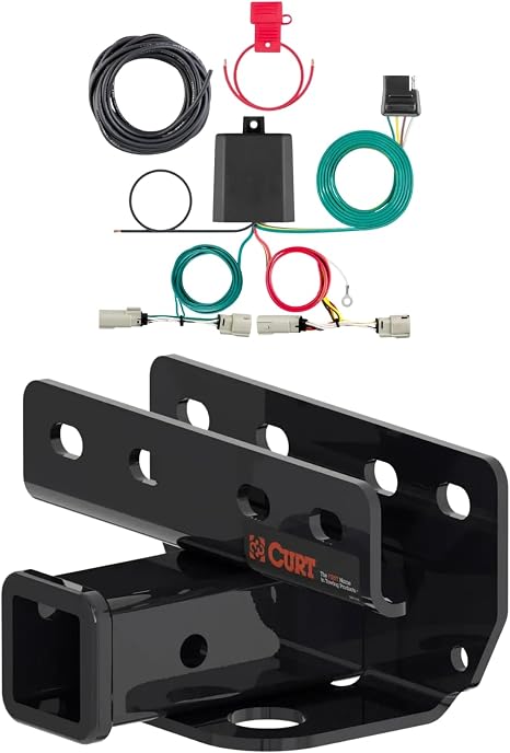 CURT Class 3 Trailer Hitch with 4-Way Flat Output Custom Wiring Harness