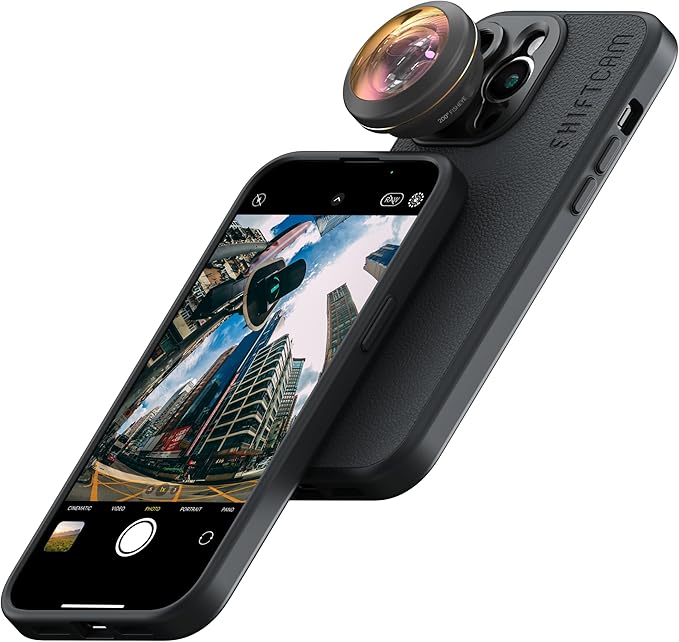 ShiftCam LensUltra 200° Fisheye Phone Camera Lens – 0.2X Magnification, 200° Ultra-Wide Angle – Fisheye Lens for iPhone & Android, Immersive Group Selfies and Creative Photos – Lens Only