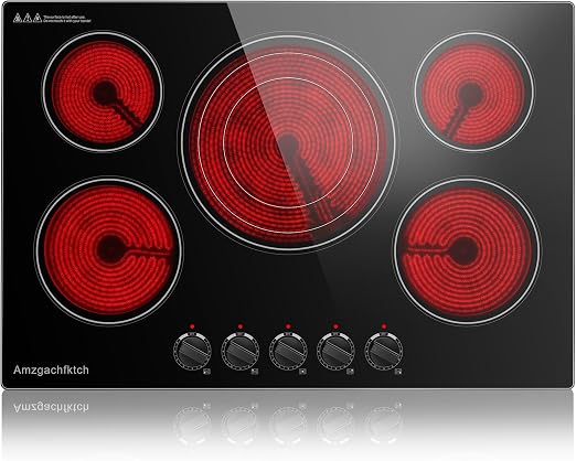 30 Inch Built-in Electric Cooktop 5 Burner, 9000W, 220V Hardwired