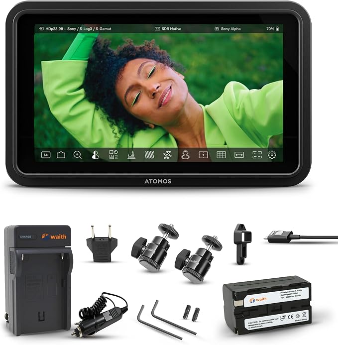 Atomos Shinobi II 5.2" HDMI Camera Monitor with HDR Touchscreen Display | Lightweight Monitor for Photography with Battery, Charger and Camera Hot Shoe Mount Advanced Bundle Set