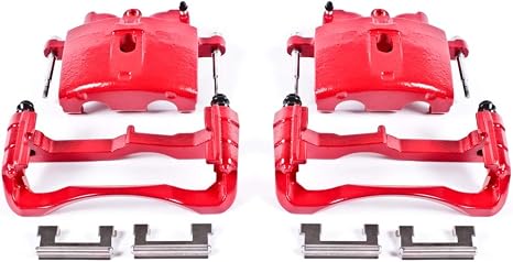 PowerStop Front Red Powder Coated Brake Caliper Pair for Cadillac DeVille 2000-05 |DTS 2006-11 |Chevrolet Avalanche 2500 2002-06 |Express 2500 2003-20 - High-Temp Brake Caliper Upgrade, S4730