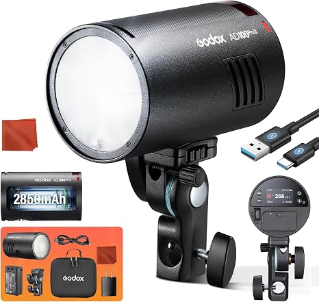 Godox AD100 PRO II AD100Pro II 100Ws TTL/HSS Wireless Pocket Strobe Flash | Godox 100w Strobe Light W LED Modeling Lamp, 2.4G wireless, 490 Full Power Pops, 0.01–1.5s Recycle, 1/8000s USB-C charging