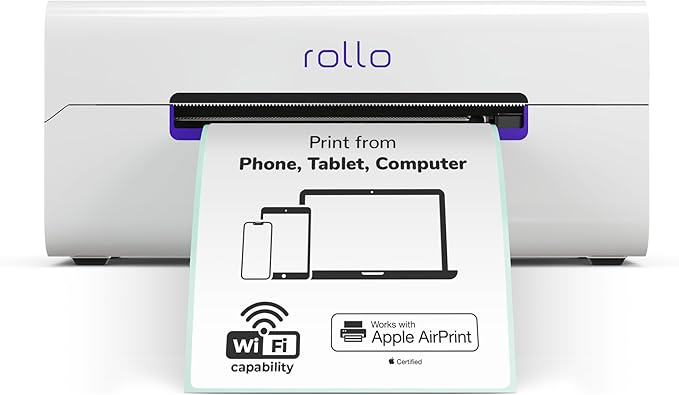 Rollo Wireless Shipping Label Printer - Wi-Fi 4x6 Thermal Label Printer | High Speed Label Maker for Shipping Packages - AirPrint from iPhone, iPad and Mac - Supports Windows, Chromebook, Android