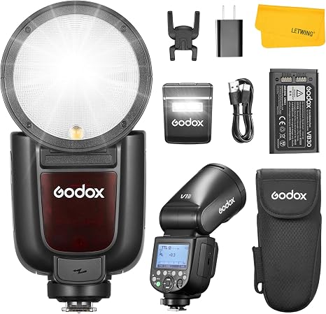 GODOX V1 Pro V1Pro-S Flash for Sony, 2.4G TTL Round Head Camera Flash 1/8000s HSS Speedlite for Sony, 2980mAh Lithium Battery, 500 Full Power Flashes, 1.3s Recycle Time, 10 Level LED Modeling Light
