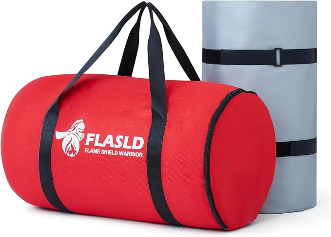 FLASLD Car Fire Blanket-20ft x 30ft, Large Fireproof Blanket Fire Extinguisher Blanket for Electric/Fuel Vehicle Accidents, Silicone Coated Fibergalss Cover, Heat Resistant Fire Suppression Blankets