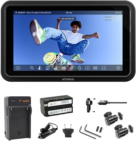 Atomos Shinobi GO 5.2" Touchscreen HDR Video/Camera Monitor | Portable 4K HDMI Field Monitor for DSLR & Camera with Waith Battery, Charger and Camera Hot Shoe Mount Advanced Bundle Set | Atomos Bundle Includes portable camera field monitor power battery,