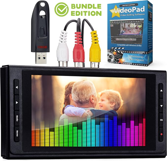 ClearClick Video to Digital Converter 3.0 (Third Generation) - Record Video & Audio from VCR's, VHS, AV, RCA, Hi8, Camcorder, DVD, Turntables, Cassette Tapes (Bundle) [Requires Working VCR/Camcorder]