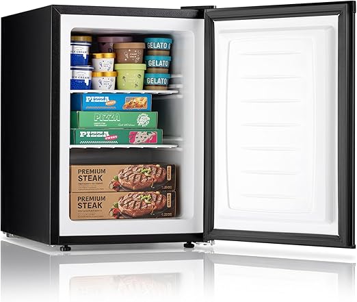 DOGHLY 2.1 Cu Ft Upright Freezer, Small Mini Freezer with Removable Shelf