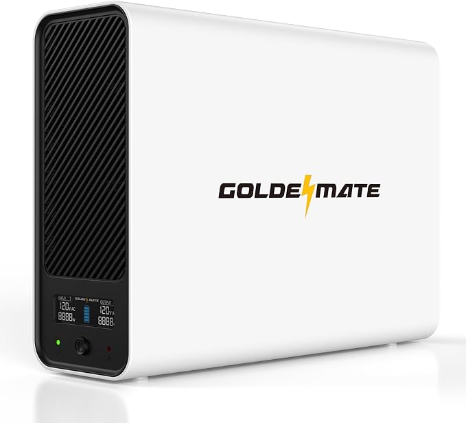GOLDENMATE 1000VA/800W Lithium UPS Battery Backup & Surge Protector, White