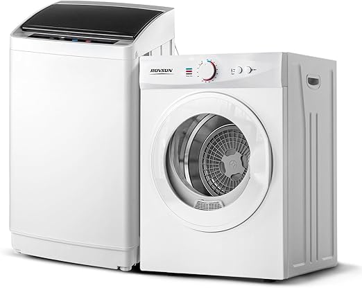 ROVSUN 1.8CuFt Portable Clothes Dryer and 17.8LBS Full-Automatic Washing Machine Set, Compact Laundry Washer and Dryer Combo Set with Stainless Steel Inner Tub, for Apartment, Dorms, Home