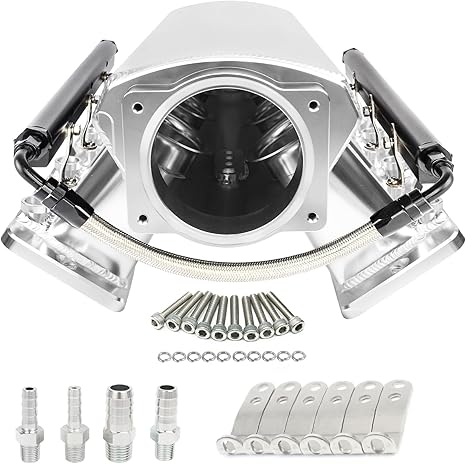 For LS LS1 LS2 LS6 Intake Manifold with Cathedral Port Compatible with Chevy 4.8 5.3 5.7 6.0 L (92MM Silver)