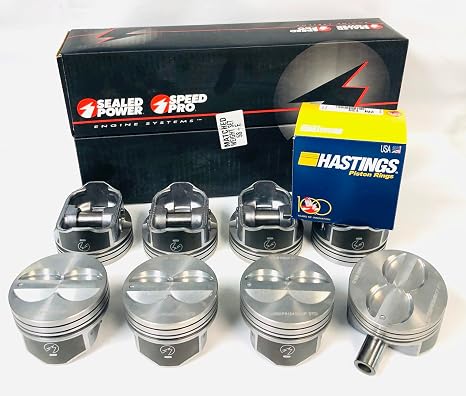 Sealed Power Speed Pro Hyper Pistons and Mahle MOLY Rings Combo compatible with Chevrolet SBC SB 350 5.7L Standard (4.00" std Bore). Click on Bore size needed before placing in Cart.