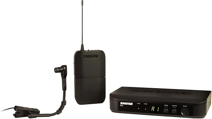 Shure BLX14/B98 Instrument Audio System J11 Band (596–620 MHz) – BLX4 Receiver, BLX1 Bodypack & BETA 98H/C Clip-On Mic for Brass, Woodwinds & Percussion, Up to 14 Hr Battery, 300 ft Range