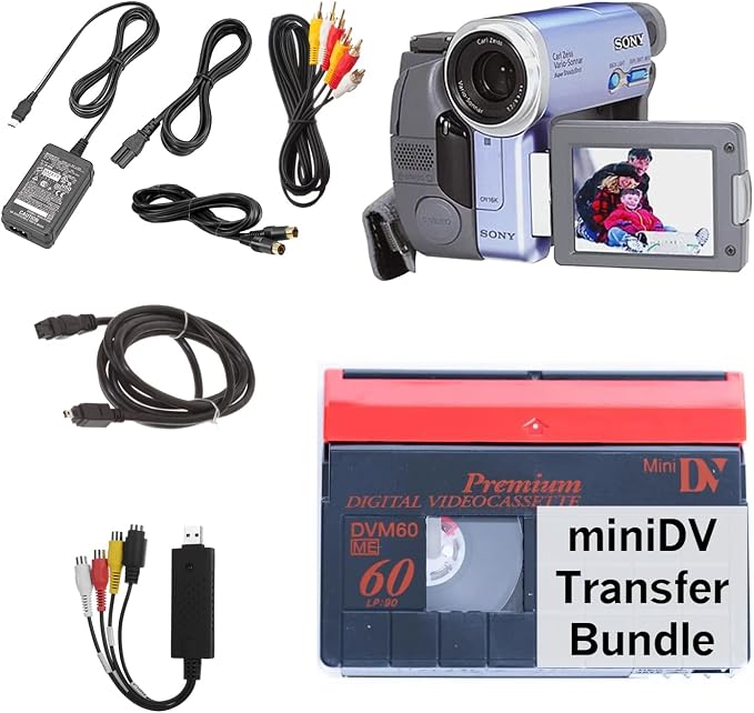 miniDV Player Transfer Bundle for Digitizing miniDV tapes, Includes mini DV camcorder and USB adapter