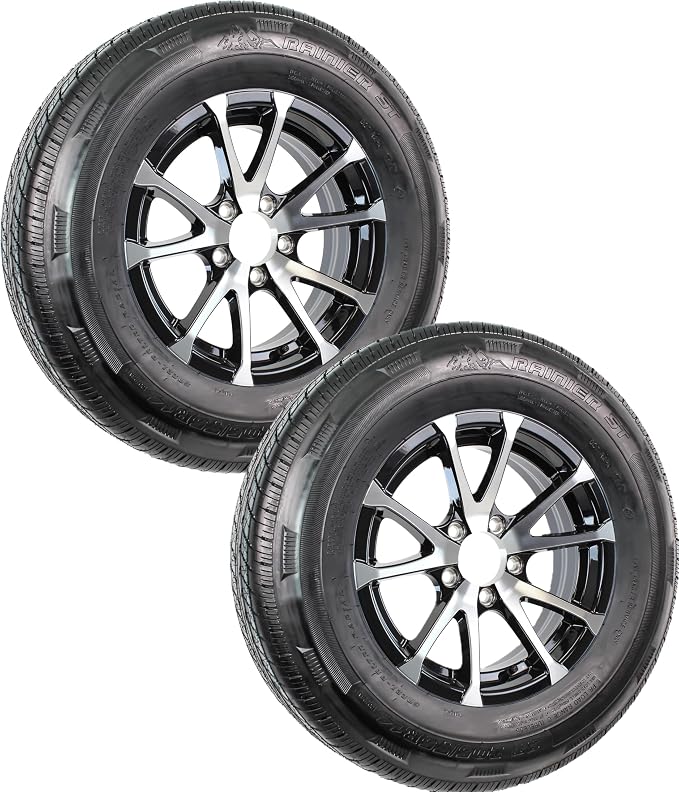 eCustomrim 2-Pack Radial Trailer Tire Rim Assembly ST205/75R15 Black 5 Lug