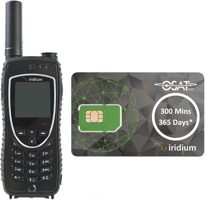 OSAT Iridium Extreme Satellite Phone + 300-Minute Prepaid SIM | 365-Day Validity | Rugged, Waterproof, GPS-Enabled | Global Voice & SMS Coverage for Remote & Emergency Communication