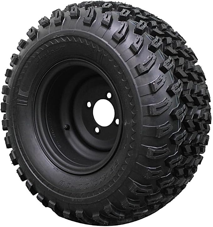 Antego 22x11.00-10 Golf Cart Tire & Wheel Assembly, Matte Black, Set of 2