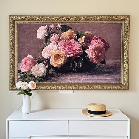 Light Gold TV Frame 55" Only for Samsung The Frame TV & Pro (2021-2026) | Fits 55LS03A/B/C/D/F/H Only, Not for other TVs; Wall mount required; 3.75" wide, 3" overhang; Vintage Antique; Deco tv frame