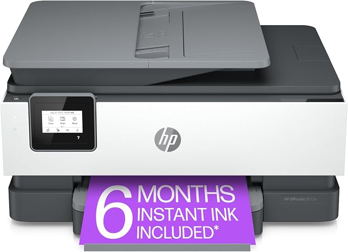 HP OfficeJet 8015e Wireless Color All-in-One Printer, 6 Month Instant Ink Trial Included