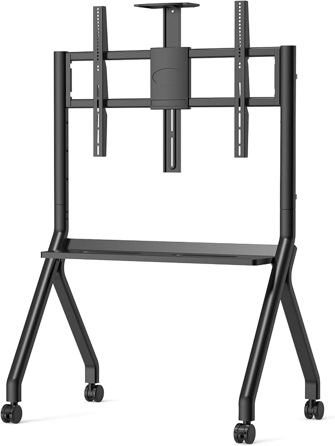 Smart Board Stand for 55-87 Inch Interactive Whiteboards, Adjustable Rolling TV Stand with 360°Swivel Lockable Wheels, Suitable for Offices, Classrooms, Home and Other Workspaces