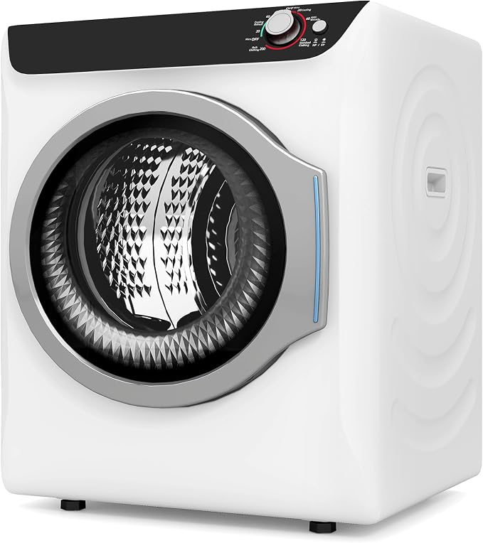 Portable Dryers for Laundry, 2.6 CU. FT Clothes Dryer with Stainless Steel Tub, Electric Dryer with Control Knob for Apartment, Dorm, RV, White