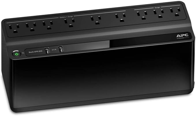 APC UPS 850VA/450W UPS Battery Backup & Surge Protector for PC, Router, NAS