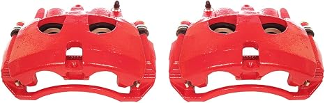 PowerStop Front Red Powder Coated Brake Caliper Pair for Dodge Ram 2500 2009-10 |Ram 3500 2009-10 |Ram 1500 2012 |2500 2011-18 |3500 2011-18 - High-Temp Brake Caliper Upgrade, S5172