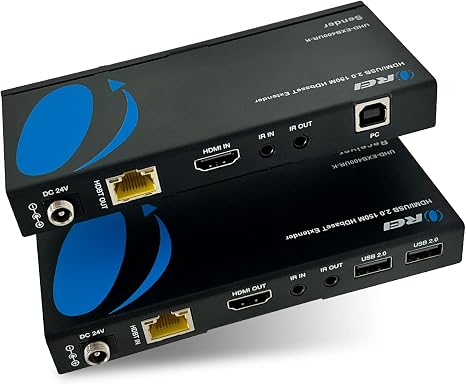 OREI USB Over Ethernet Extender HDBaseT 4K@60Hz 400ft PoC, Two-Way IR, EDID | HDBaseT USB, 4K HDMI Extender USB – HDCP 2.2, HDR10+, Dolby Vision, HLG, Bi-directional IR, EDID, PoC