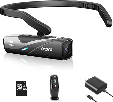 ORDRO EP8 4K Head-Mounted Cam| Gimbal Camera | WiFi & Remote| 64G Card