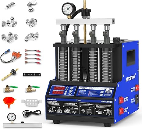 MRCARTOOL V308 Fuel Injector Cleaner Machine with Pulse Ultrasonic Cleaning