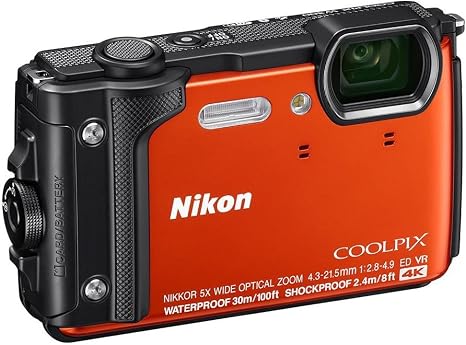Nikon W300 Waterproof Underwater Digital Camera with TFT LCD, 3", Orange (26524)