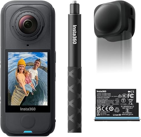 Insta360 X4 Air Starter Bundle - Lightweight 165g 8K 360 Camera, Invisible Selfie Stick, Replaceable Lenses, Shoot First & Frame Later, Built-in Wind Guard, FlowState Stabilization, AI-Powered App