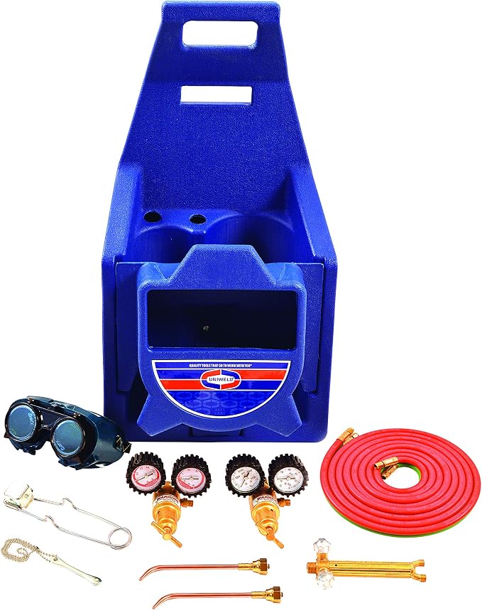 Uniweld KC100P Centurion Weld, Braze Outfit with 511 Plastic Carrying Stand brass, copper, blue