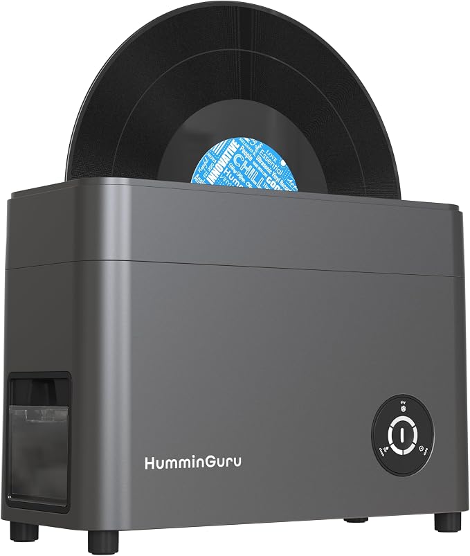 HumminGuru Ultrasonic Vinyl Record Cleaner Machine, HG01 Dark Gray, 12 Inch | 40kHz Vinyl Record Cleaning Machine with Auto Drying & Water Reuse Filter System, Compact & Pro Record Washer LP Cleaning Kit