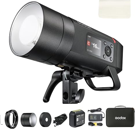 Godox AD400 Pro II AD400Pro II Outdoor Flash Strobe, 400Ws 2.4G TTL | 1/8000 HSS Monolight, 0.01-1s Recycle, 30W Modeling Lamp, Rechargeable Battery, Bowens Mount, GODOX AD400ProII AD 400 Pro II